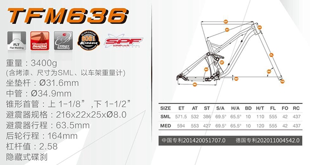 KINESIS 27.5" Full Suspension Mountain Bike Aluminum  Frame TFM636 164mm travel S/M/L size Alloy Mtb Bicycle Enduro 3