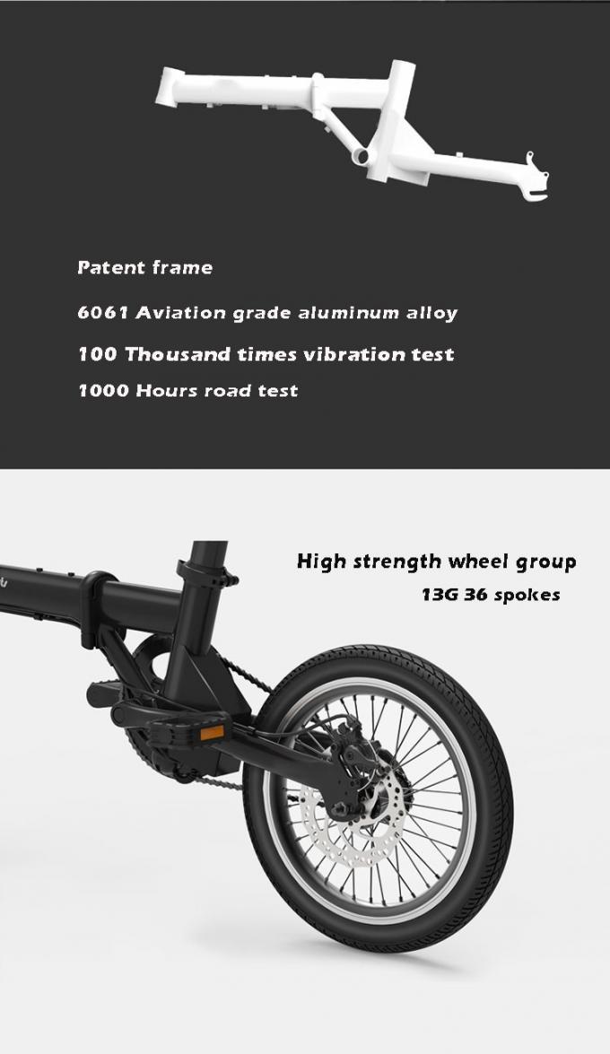 CE 16" Electric Folding Bike/Bicycle 200-250w Brushless Lithium Battery Powered 5